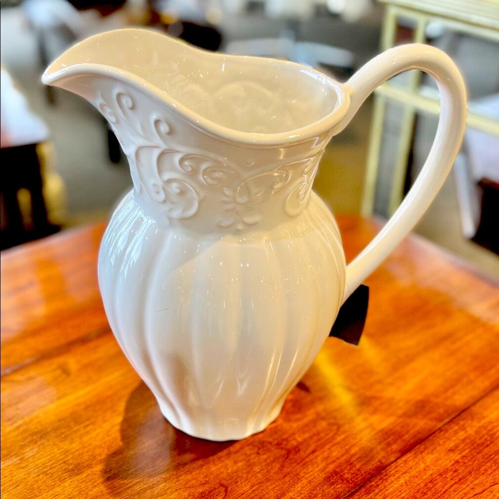 11"H White Pitcher - Made in Portugal